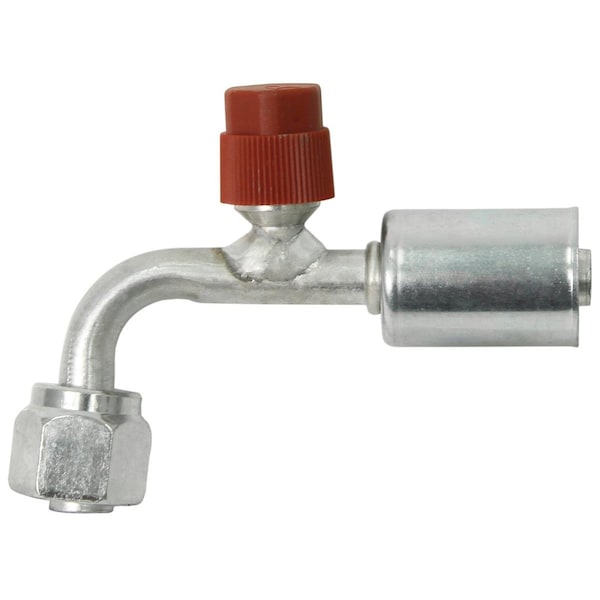 A & I Products Aluminum 90� Female O-Ring w/ R134A Service Port Fitting 4" x5" x1" A-461-3105 - main